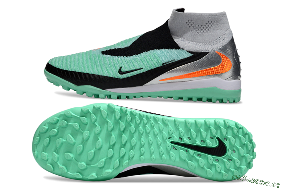 Unisex Nike Phantom 6 High Elite TF Artificial Turf High-Tops Football Shoes - Green/Aqua Mint/Neon Orange 1
