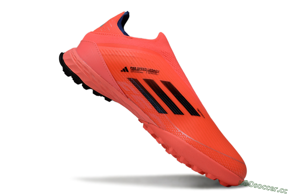 Men's Adidas F50 Elite Laceless TF Artificial Turf Low-Tops Football Shoes - Coral/Bright Coral/Black 4