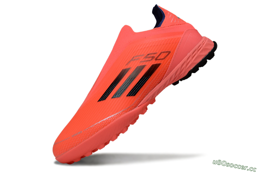 Men's Adidas F50 Elite Laceless TF Artificial Turf Low-Tops Football Shoes - Coral/Bright Coral/Black 5