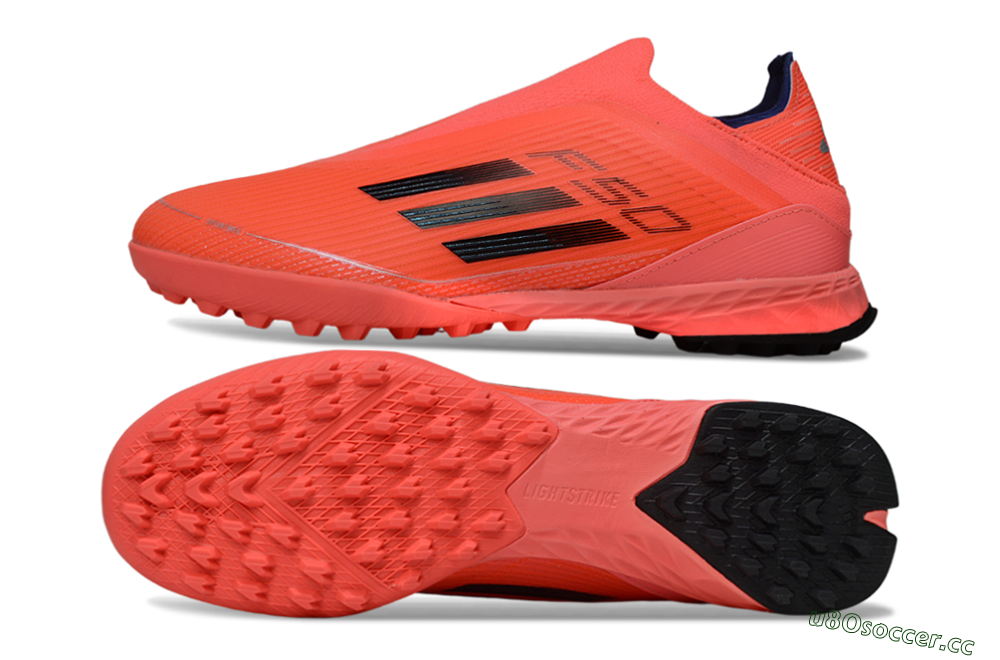 Men's Adidas F50 Elite Laceless TF Artificial Turf Low-Tops Football Shoes - Coral/Bright Coral/Black 1