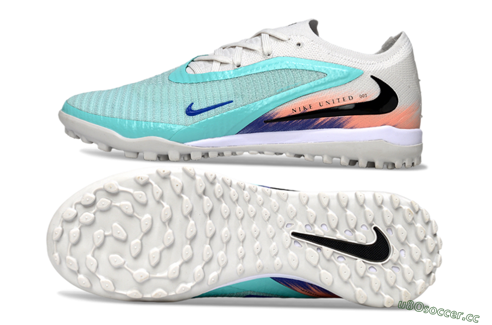 Men's Nike Phantom 6 Low Elite TF Artificial Turf Low-Tops Football Shoes - Aqua/Sky Blue/Coral Orange 1