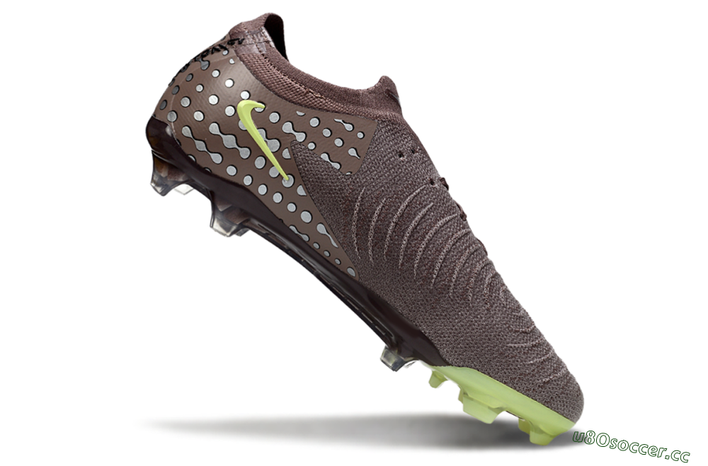Men's Nike Phantom GX 2 Elite FG Firm Ground Low-Tops Football Boots - Brown/Lime Green/Charcoal Gray 4