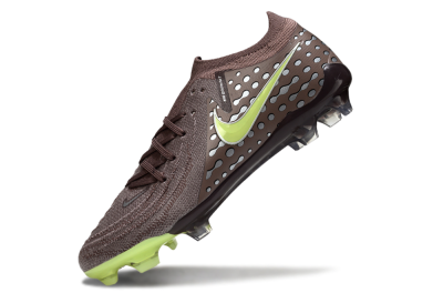 Men's Nike Phantom GX 2 Elite FG Firm Ground Low-Tops Football Boots - Brown/Lime Green/Charcoal Gray