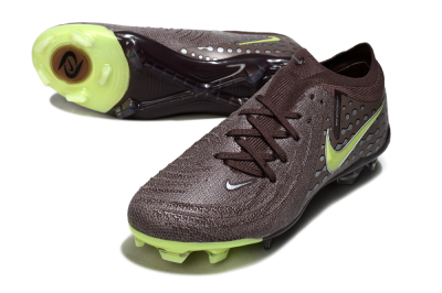 Men's Nike Phantom GX 2 Elite FG Firm Ground Low-Tops Football Boots - Brown/Lime Green/Charcoal Gray