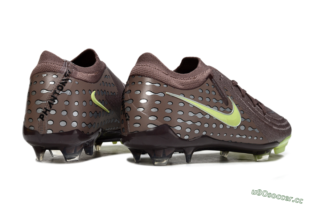 Men's Nike Phantom GX 2 Elite FG Firm Ground Low-Tops Football Boots - Brown/Lime Green/Charcoal Gray 6