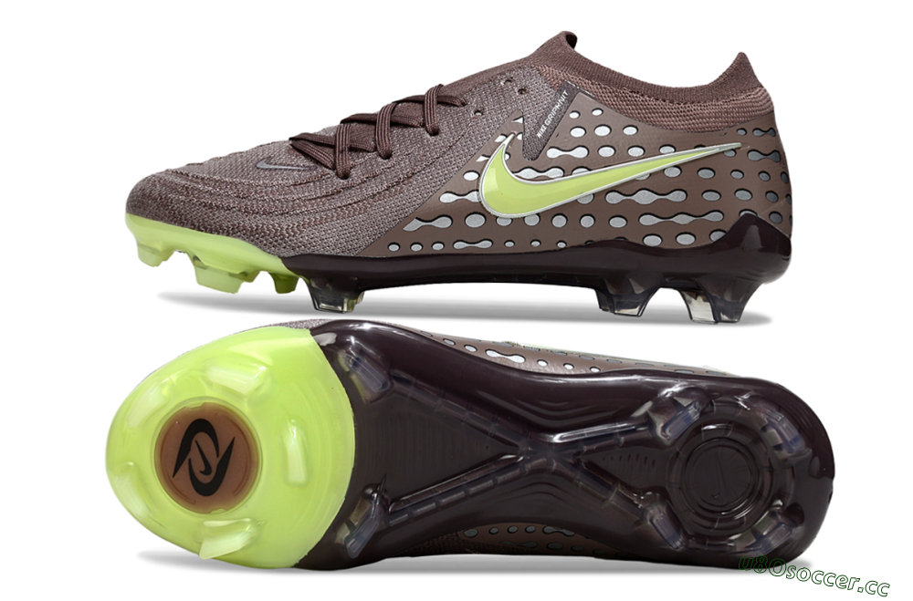 Men's Nike Phantom GX 2 Elite FG Firm Ground Low-Tops Football Boots - Brown/Lime Green/Charcoal Gray 1