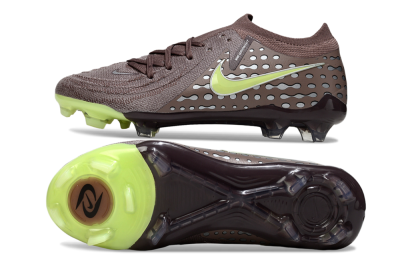 Men's Nike Phantom GX 2 Elite FG Firm Ground Low-Tops Football Boots - Brown/Lime Green/Charcoal Gray