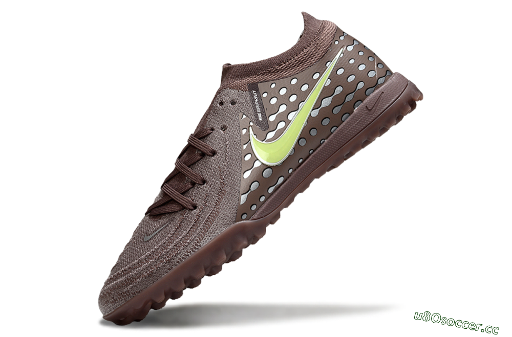 Men's Nike Phantom GX 2 Elite TF Artificial Turf Low-Tops Football Shoes - Brown/Olive Green/Gray 5