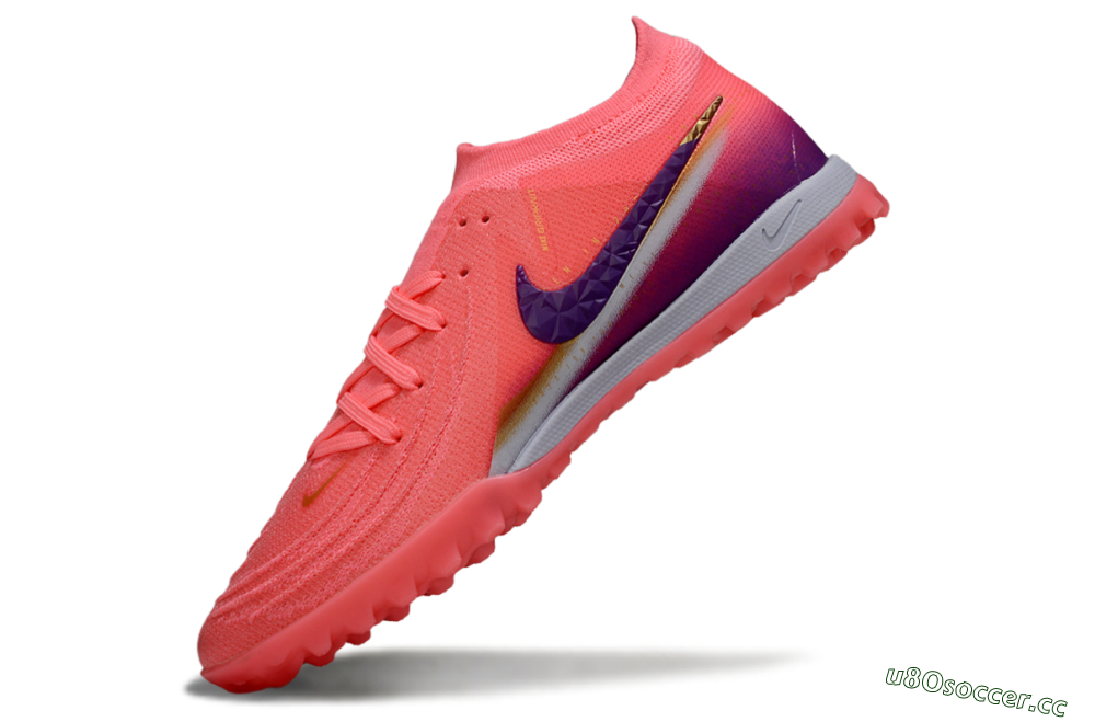Men's Nike Phantom GX 2 Elite TF Artificial Turf Low-Tops Football Shoes - Pink/Vivid Coral/Deep Purple 5