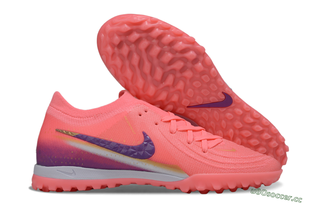 Men's Nike Phantom GX 2 Elite TF Artificial Turf Low-Tops Football Shoes - Pink/Vivid Coral/Deep Purple 2