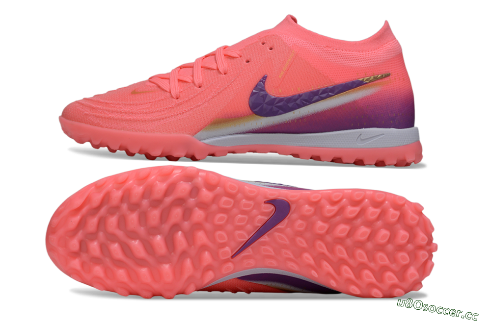 Men's Nike Phantom GX 2 Elite TF Artificial Turf Low-Tops Football Shoes - Pink/Vivid Coral/Deep Purple 1
