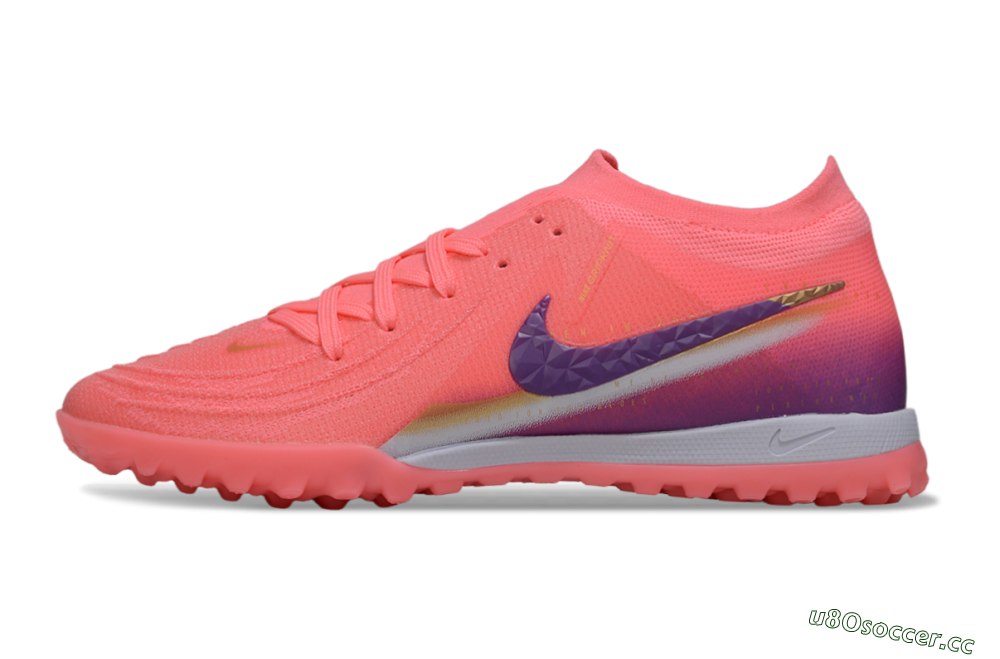 Men's Nike Phantom GX 2 Elite TF Artificial Turf Low-Tops Football Shoes - Pink/Vivid Coral/Deep Purple 0