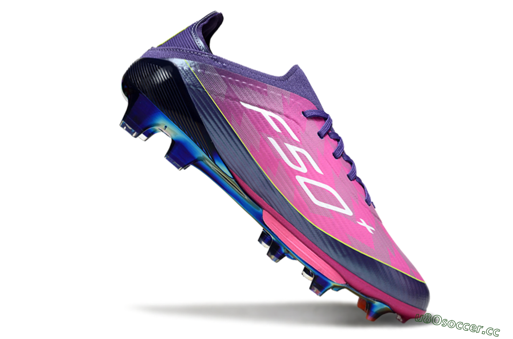 Unisex Adidas F50 Elite Lightstrike Pro FG Firm Ground Low-Tops Football Boots - Pink/Neon Yellow/Deep Purple 5