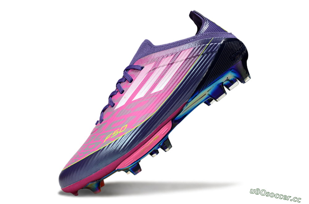 Unisex Adidas F50 Elite Lightstrike Pro FG Firm Ground Low-Tops Football Boots - Pink/Neon Yellow/Deep Purple 6