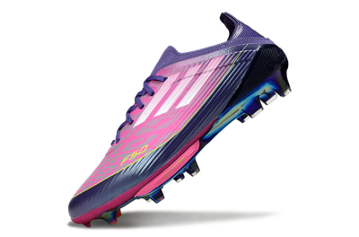 Unisex Adidas F50 Elite Lightstrike Pro FG Firm Ground Low-Tops Football Boots - Pink/Neon Yellow/Deep Purple