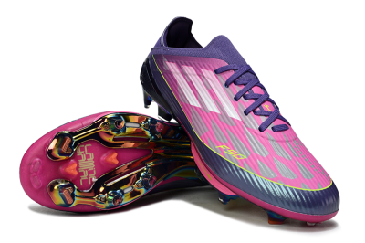 Unisex Adidas F50 Elite Lightstrike Pro FG Firm Ground Low-Tops Football Boots - Pink/Neon Yellow/Deep Purple