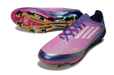 Unisex Adidas F50 Elite Lightstrike Pro FG Firm Ground Low-Tops Football Boots - Pink/Neon Yellow/Deep Purple