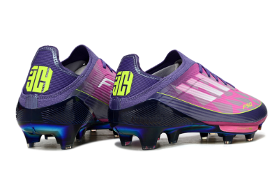 Unisex Adidas F50 Elite Lightstrike Pro FG Firm Ground Low-Tops Football Boots - Pink/Neon Yellow/Deep Purple