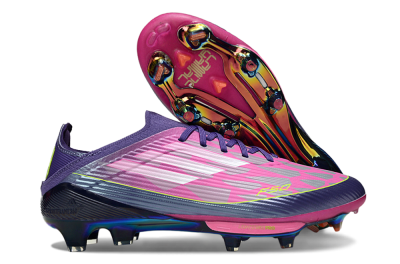 Unisex Adidas F50 Elite Lightstrike Pro FG Firm Ground Low-Tops Football Boots - Pink/Neon Yellow/Deep Purple