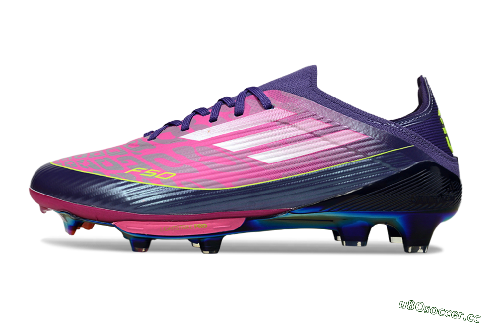 Unisex Adidas F50 Elite Lightstrike Pro FG Firm Ground Low-Tops Football Boots - Pink/Neon Yellow/Deep Purple 0