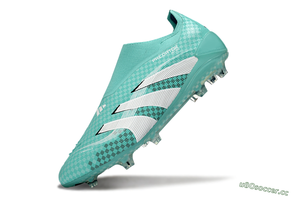 Unisex Adidas Predator 25 Elite Laceless FG Firm Ground Low-Tops Football Boots - Aqua/Mint Green/White 5