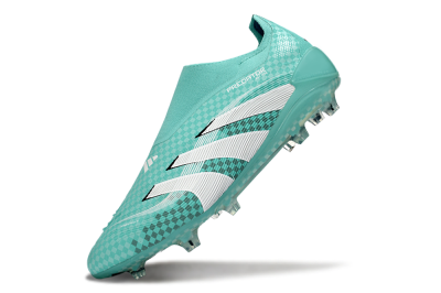Unisex Adidas Predator 25 Elite Laceless FG Firm Ground Low-Tops Football Boots - Aqua/Mint Green/White