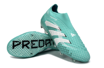 Unisex Adidas Predator 25 Elite Laceless FG Firm Ground Low-Tops Football Boots - Aqua/Mint Green/White