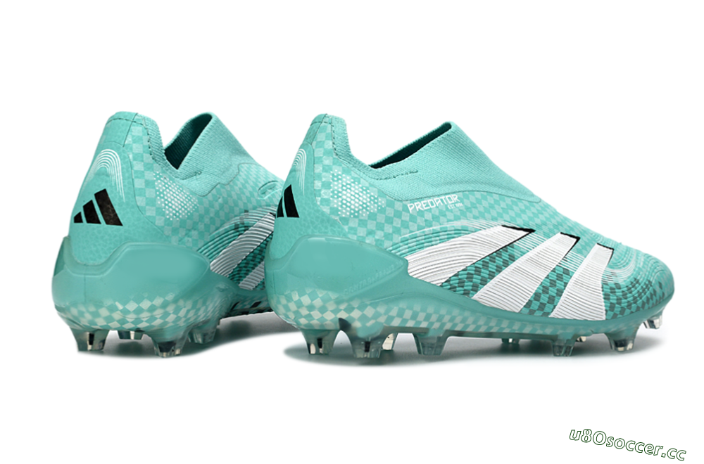 Unisex Adidas Predator 25 Elite Laceless FG Firm Ground Low-Tops Football Boots - Aqua/Mint Green/White 6