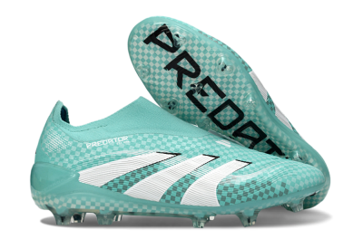 Unisex Adidas Predator 25 Elite Laceless FG Firm Ground Low-Tops Football Boots - Aqua/Mint Green/White