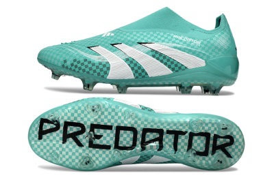 Unisex Adidas Predator 25 Elite Laceless FG Firm Ground Low-Tops Football Boots - Aqua/Mint Green/White