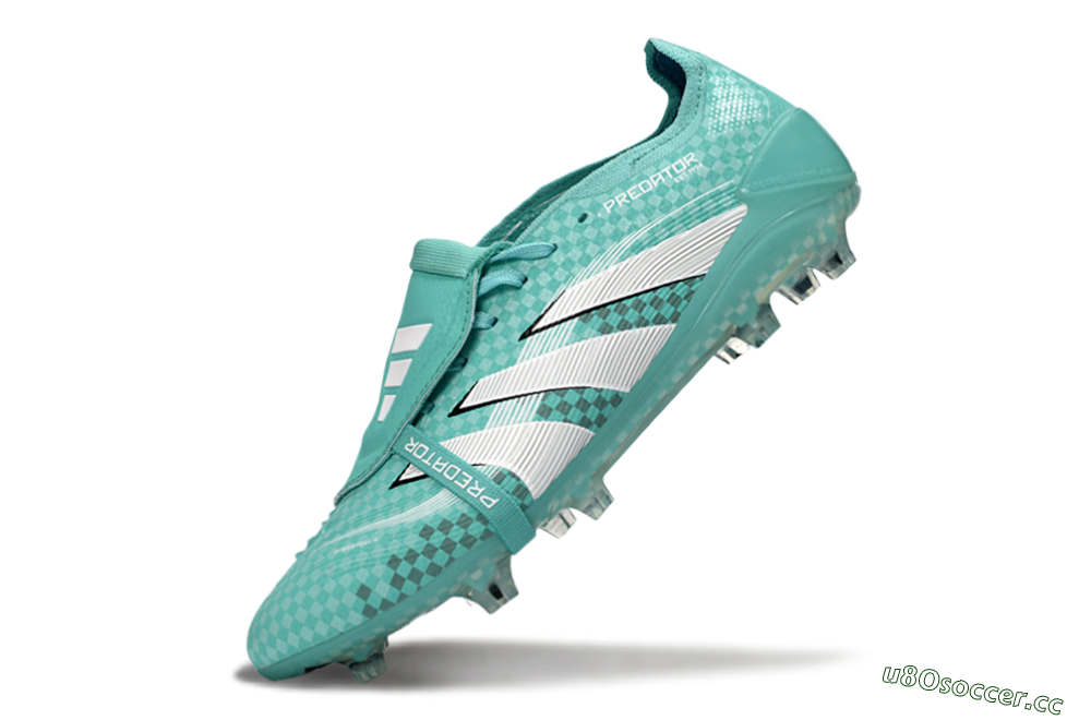 Unisex Adidas Predator 25 Elite Fold-Over Tongue FG Firm Ground Low-Tops Football Boots - Aqua/Turquoise Blue/White 5