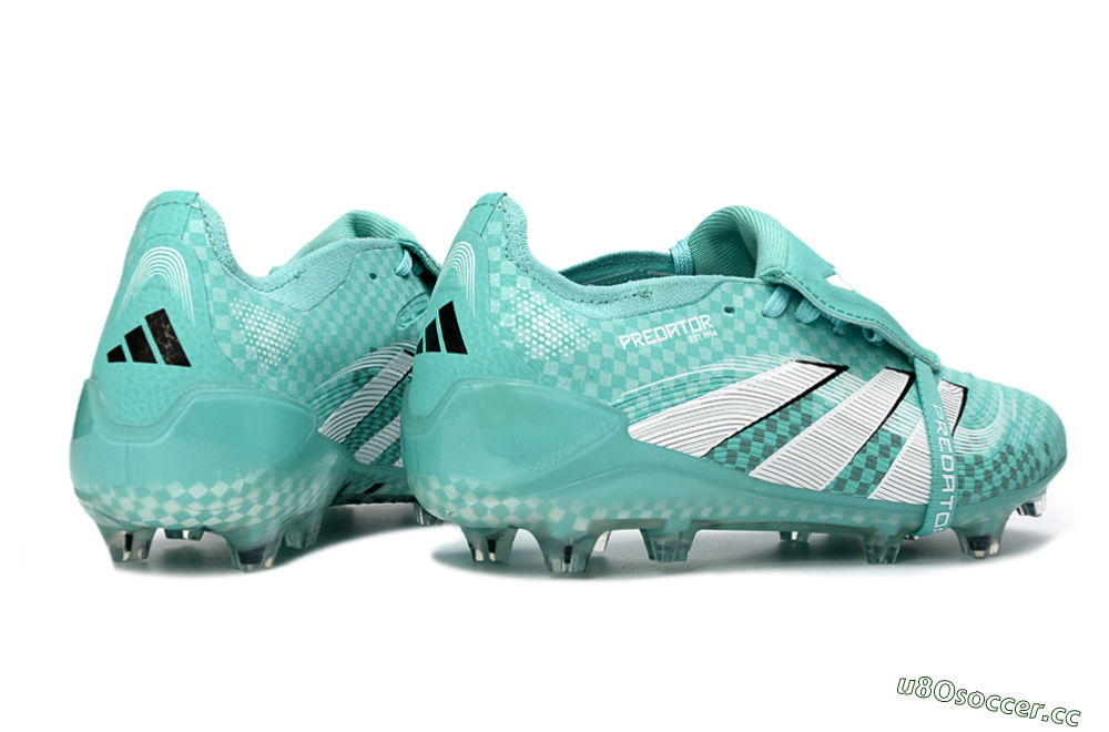 Unisex Adidas Predator 25 Elite Fold-Over Tongue FG Firm Ground Low-Tops Football Boots - Aqua/Turquoise Blue/White 6