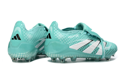 Unisex Adidas Predator 25 Elite Fold-Over Tongue FG Firm Ground Low-Tops Football Boots - Aqua/Turquoise Blue/White