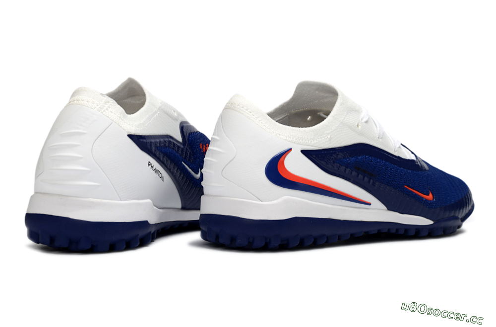 Men's Nike Phantom 6 Low Elite TF Artificial Turf Low-Tops Football Shoes - Blue/Electric Orange/White 6