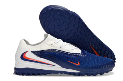 Men's Nike Phantom 6 Low Elite TF Artificial Turf Low-Tops Football Shoes - Blue/Electric Orange/White