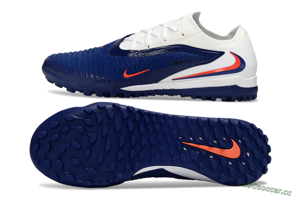 Men's Nike Phantom 6 Low Elite TF Artificial Turf Low-Tops Football Shoes - Blue/Electric Orange/White 1