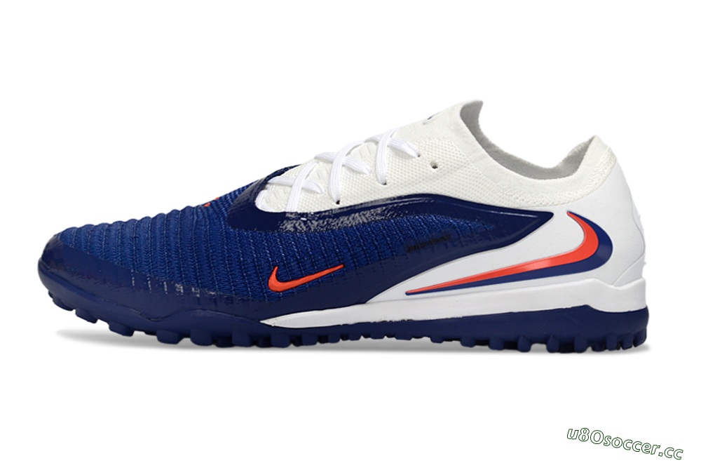 Men's Nike Phantom 6 Low Elite TF Artificial Turf Low-Tops Football Shoes - Blue/Electric Orange/White 0