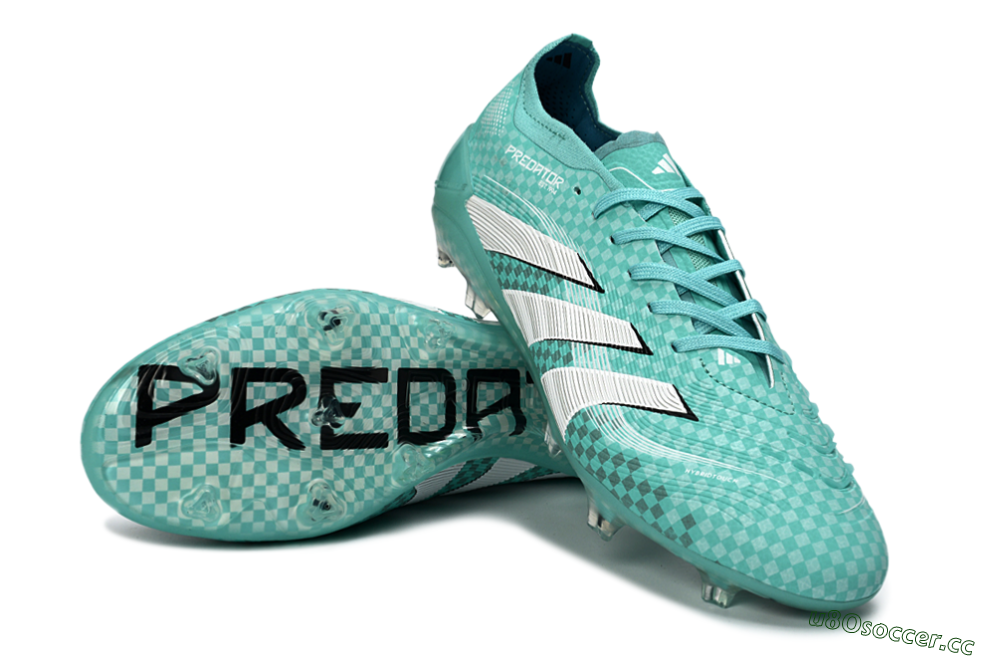Unisex Adidas Predator 25 Elite FG Firm Ground Low-Tops Football Boots - Aqua/Mint Green/White 3