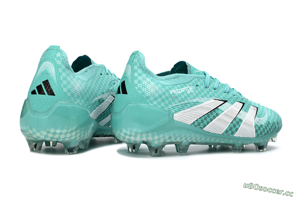 Unisex Adidas Predator 25 Elite FG Firm Ground Low-Tops Football Boots - Aqua/Mint Green/White 6