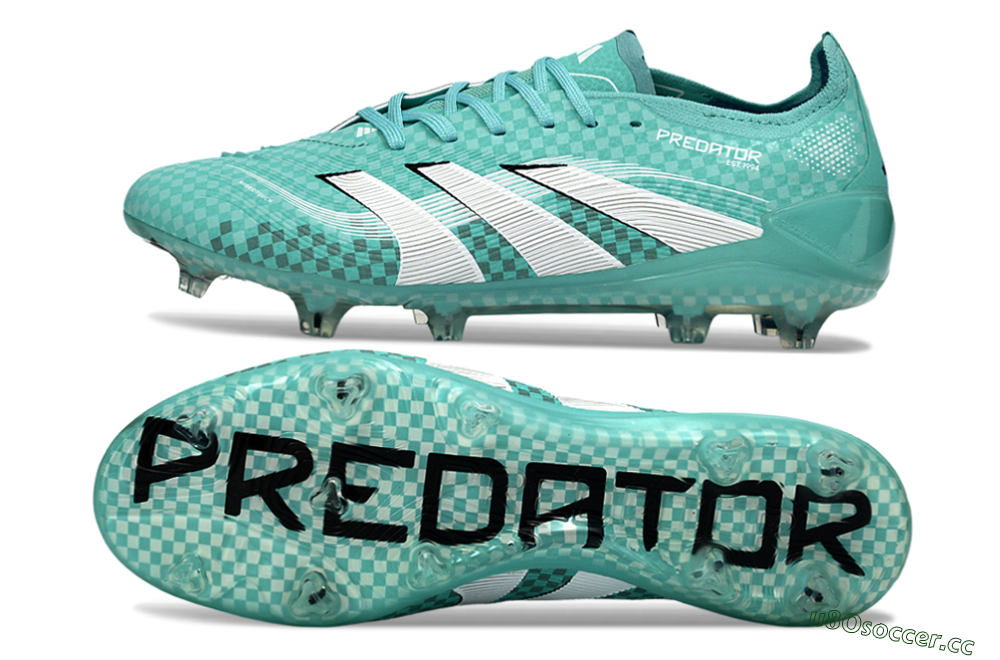 Unisex Adidas Predator 25 Elite FG Firm Ground Low-Tops Football Boots - Aqua/Mint Green/White 1