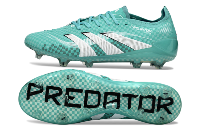 Unisex Adidas Predator 25 Elite FG Firm Ground Low-Tops Football Boots - Aqua/Mint Green/White