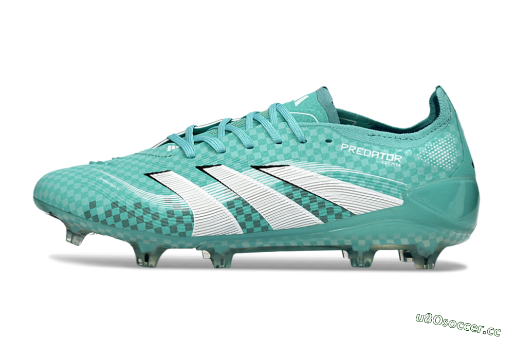 Unisex Adidas Predator 25 Elite FG Firm Ground Low-Tops Football Boots - Aqua/Mint Green/White 0