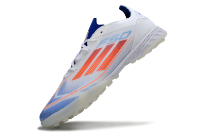 Men's Adidas F50 Pro TF Artificial Turf Low-Tops Football Shoes - White/Electric Blue/Fiery Orange