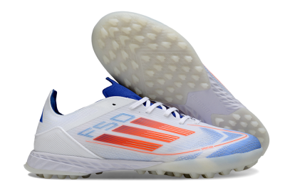 Men's Adidas F50 Pro TF Artificial Turf Low-Tops Football Shoes - White/Electric Blue/Fiery Orange