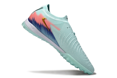 Men's Nike Phantom GX 2 Elite TF Artificial Turf Low-Tops Football Shoes - Aqua/Peach Burst/Deep Blue