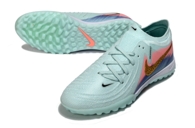 Men's Nike Phantom GX 2 Elite TF Artificial Turf Low-Tops Football Shoes - Aqua/Peach Burst/Deep Blue