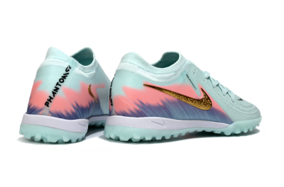 Men's Nike Phantom GX 2 Elite TF Artificial Turf Low-Tops Football Shoes - Aqua/Peach Burst/Deep Blue