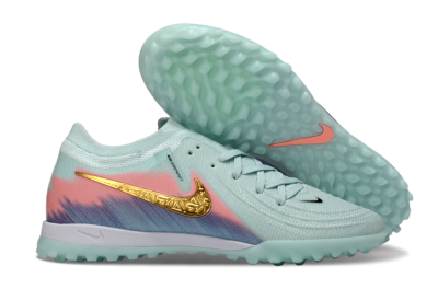 Men's Nike Phantom GX 2 Elite TF Artificial Turf Low-Tops Football Shoes - Aqua/Peach Burst/Deep Blue