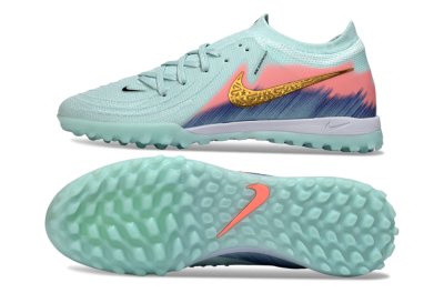 Men's Nike Phantom GX 2 Elite TF Artificial Turf Low-Tops Football Shoes - Aqua/Peach Burst/Deep Blue