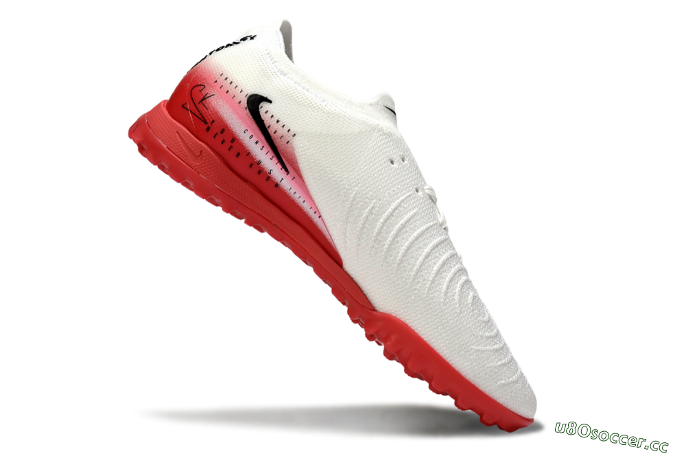 Men's Nike Phantom GX 2 Elite TF Artificial Turf Low-Tops Football Shoes - White/Crimson Red/Black 4